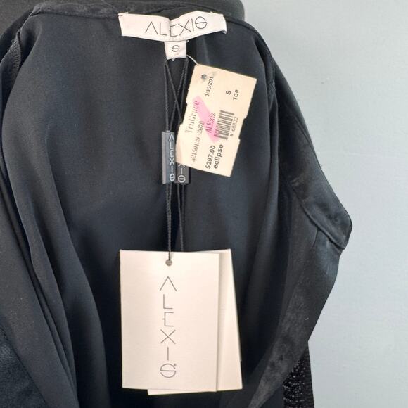 ALEXIS Eclipse Black Blouse Collared Casual Button-Down Pullover Sz S Small NEW - Picture 6 of 6